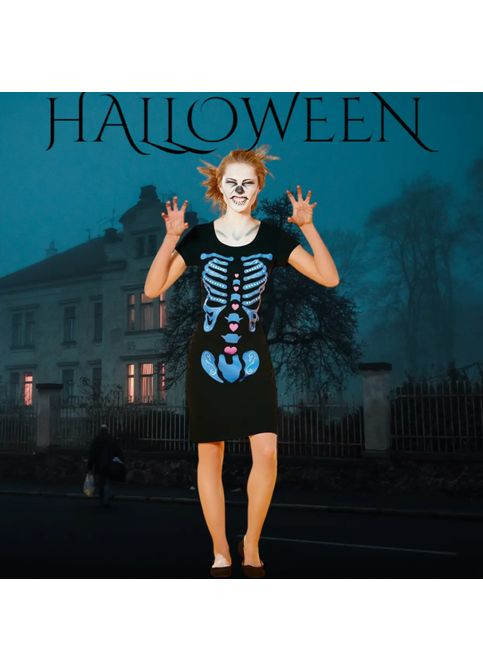 Платье на Хеллоуин женское черно-голубой Jannet Сукня (355796035)