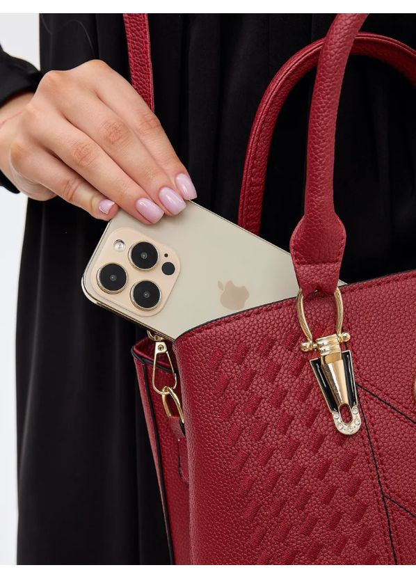 Жіноча сумка на плече з ручками, жіноча сумочка класична повсякденна з брелоком Червона OEM (358202837)