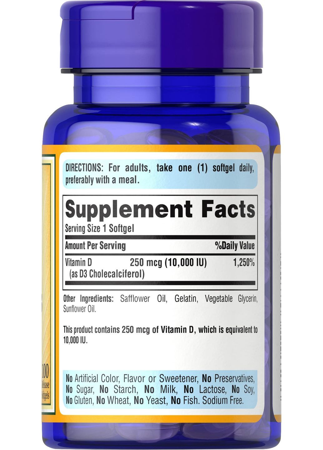 Витамин D3 Puritan's Pride Vitamin D3 10000iu 100 Softgels Puritans Pride (292728045)