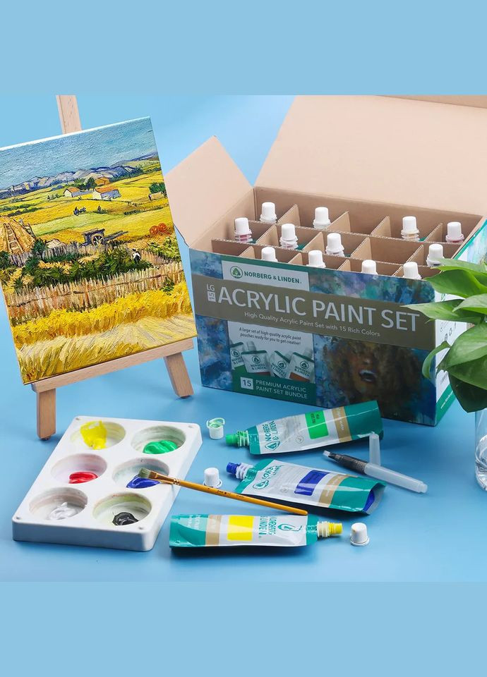 Набор художественных акриловых красок 15 цветов по 120 ml. (Дой-пак) Norberg & Linden (322772793)