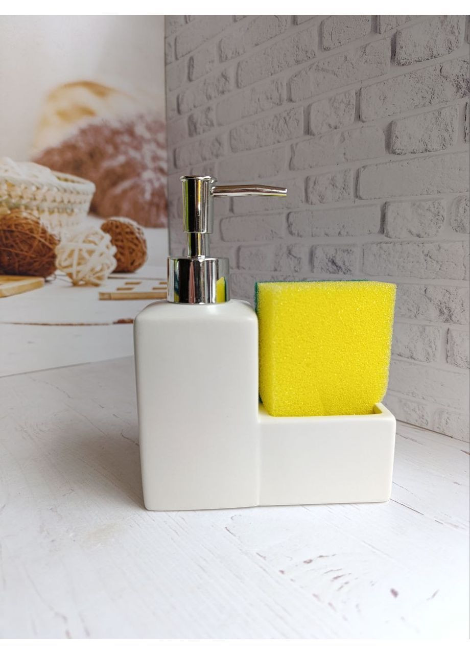 Дозатор для моющего средства Прикосновение чистоты керамика 6х13х16.5 см Белый 9190-032 ELISEY (370069448)