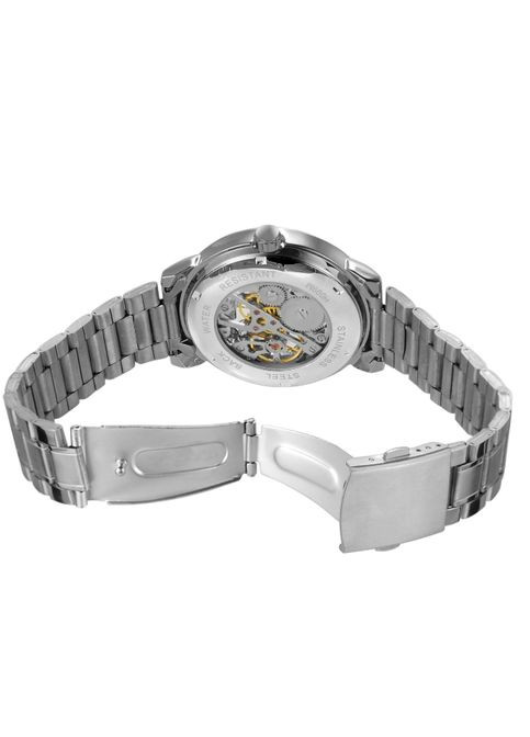 Чоловічий механічний годинник Forsining класичний з прозорою задньою кришкою срібло з білим (sku_1761СБ) No Brand (350906556)