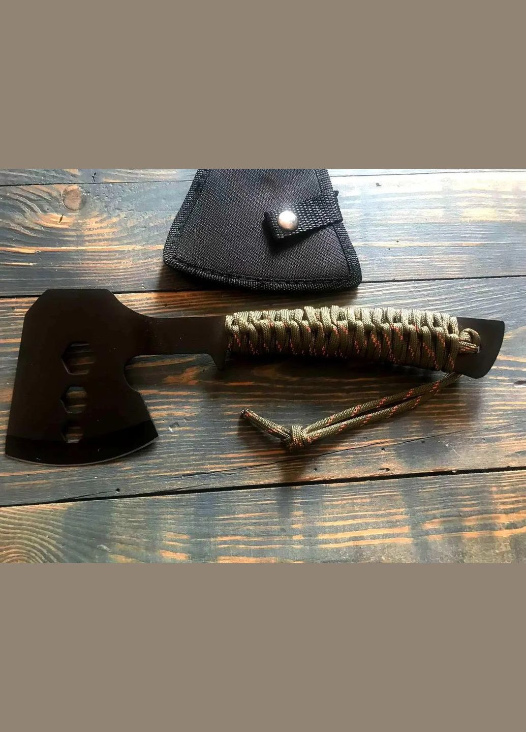 Топор метальний, туристичний Dakota AX цільнометалічний з паракордовою рукою в чохлі. No Brand (358204667)