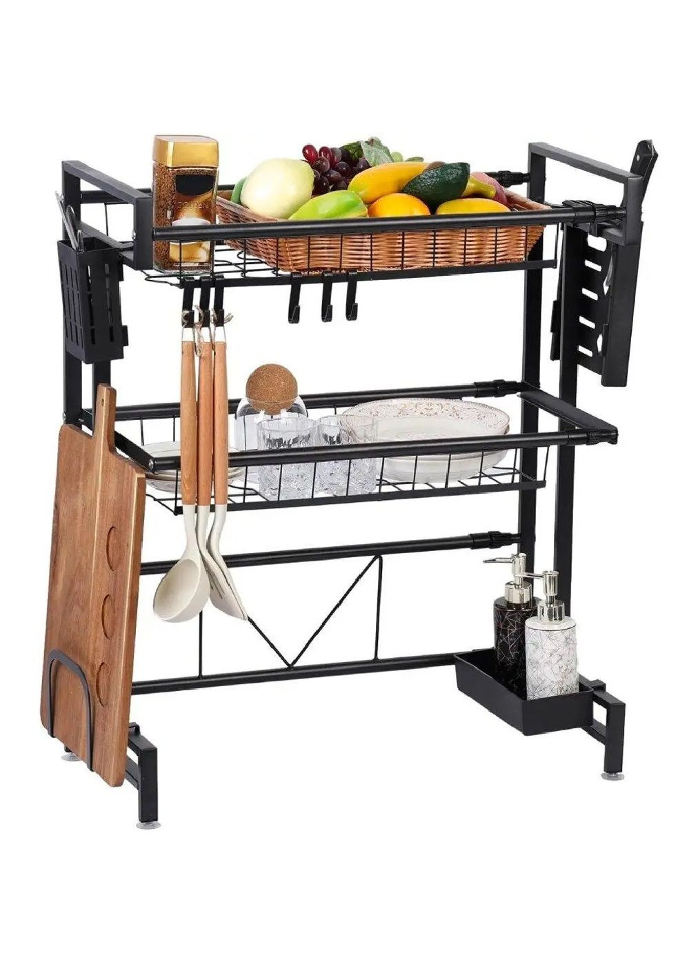 Дворівнева сушарка підставка з нержавіючої сталі з установкою над раковиною для посуду 100-62х81х28 см (480793-Prob) Unbranded (342616789)