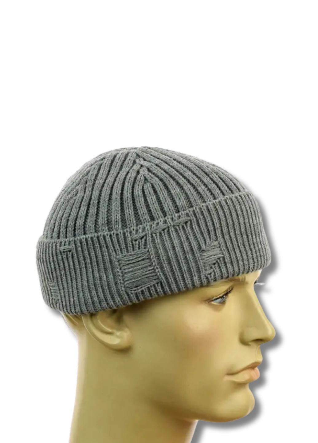 Шапка міні-біні на флісі Докер - Рваний декор No Brand Шапка докер на флісі (360245304)