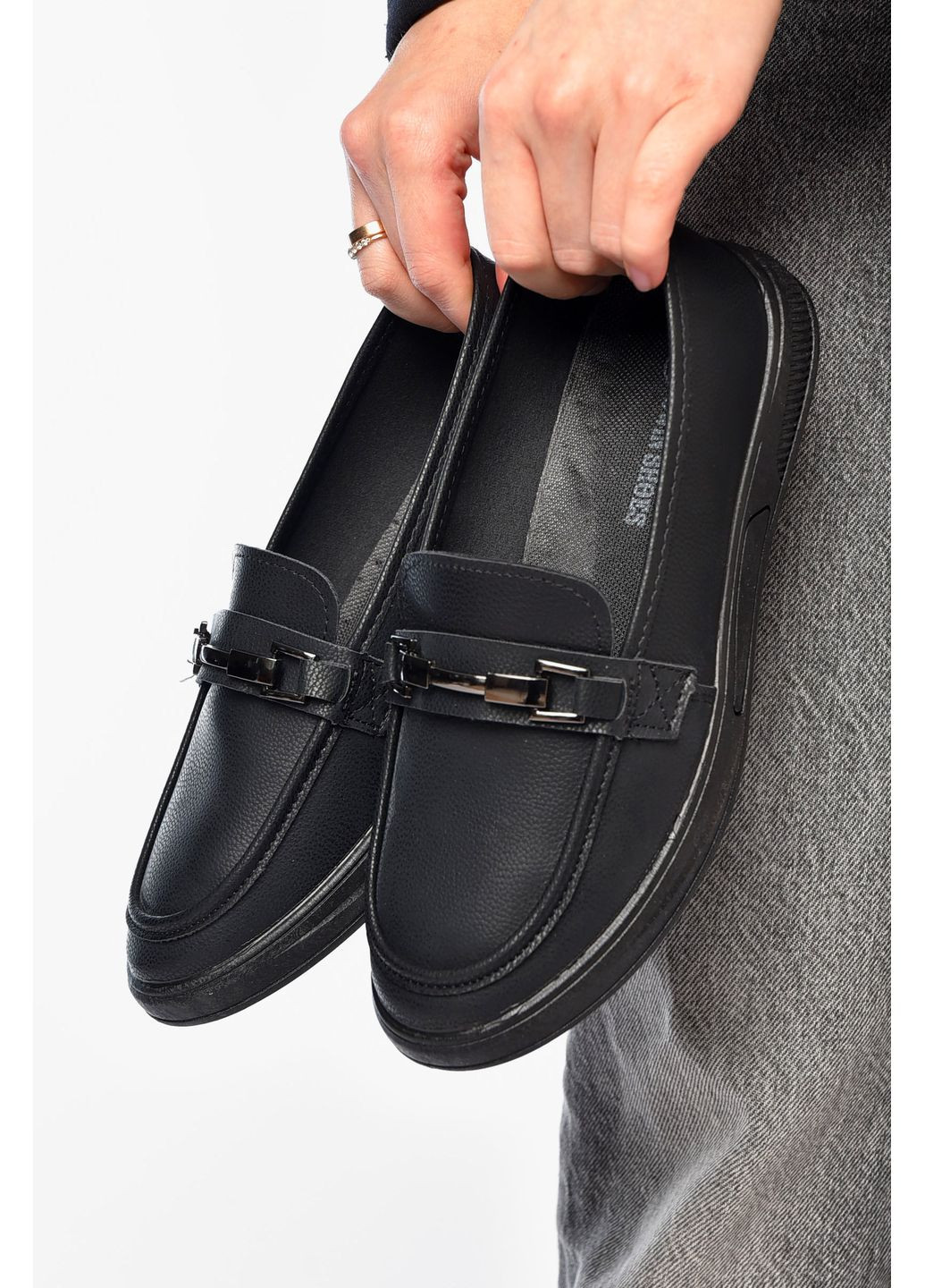 Let's Shop Туфлі-лофери жіночі чорного кольору лофери чорний з штучна шкіра, україна — демісезон (356454679)