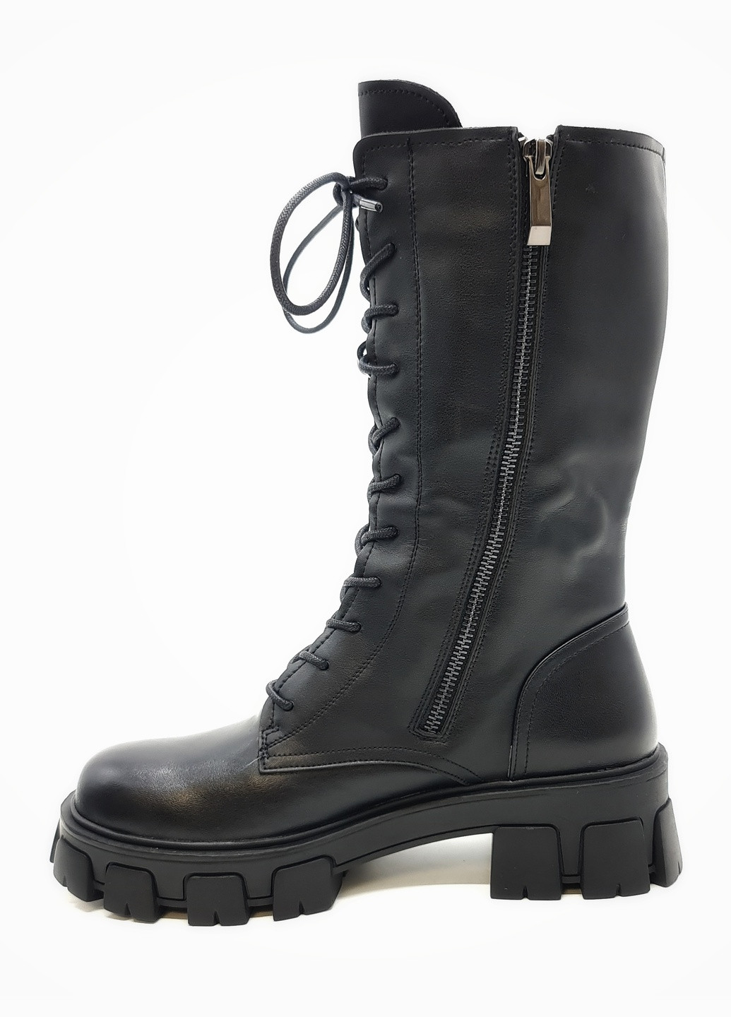 Осенние женские ботинки на овчине черные кожаные eg-17-1 24 см (р) Egga