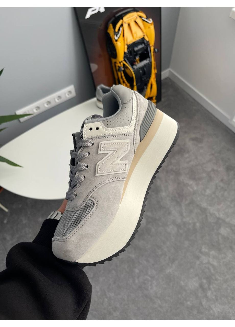 Кроссовки женские New Balance 574+ Platform Grey | Нью Беланс 574+ серые No Brand серые демисезоны (360894530)