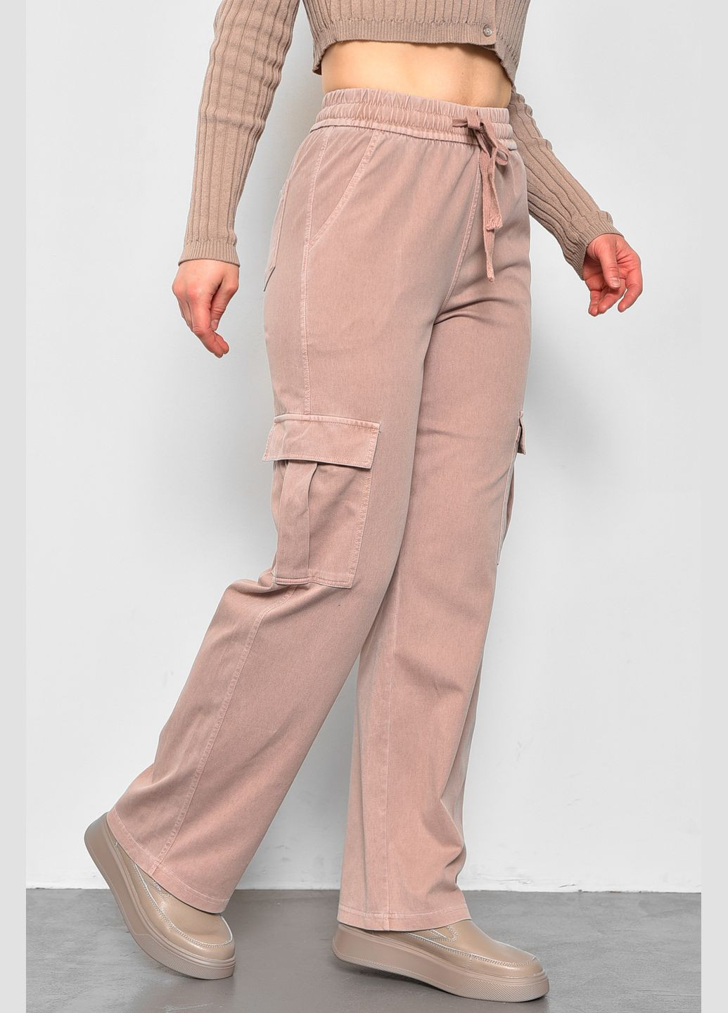 Штани жіночі напівбатальні пудрового кольору Let's Shop (285692175)