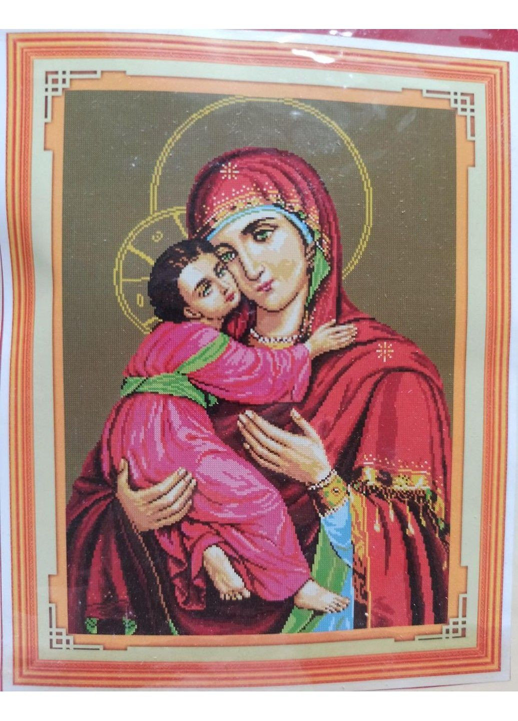 Набір для вишивання хрестиком Володимирська ікона Божої Матері муліне 71х54 см канва №11 No Brand (333165868)