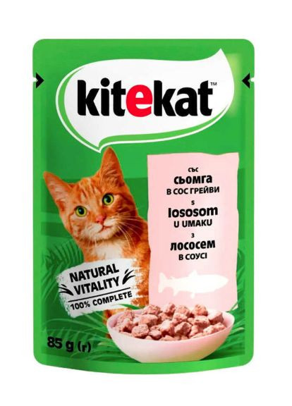 Влажный корм для котов с лососем в соусе 85 г 453704 Kitekat (322424267)