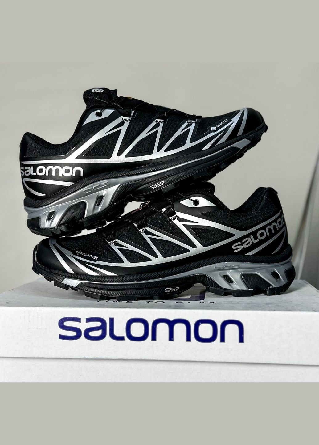 Чорні Осінні кросівки чоловічі salomon xt-6 adv gore-tex black silver | саломон хт-6 чорні No Brand