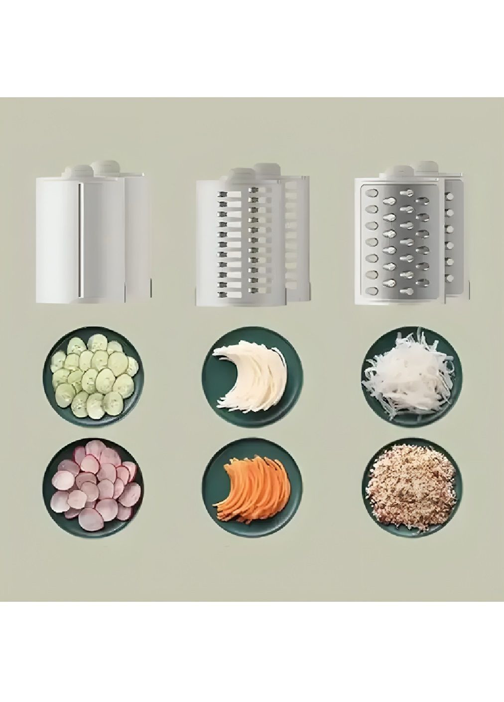 Электрическая кухонная овощерезка слайсер с насадками 3 штуки для овощей фруктов сыра 29х14.8х13.5 см (480863-Prob) Unbranded (346389829)