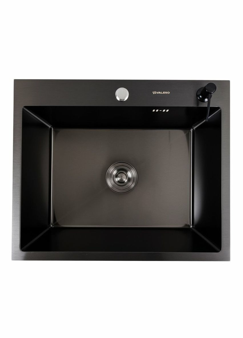 Кухонна мийка чорна 60*50 PVD Handmade (сифон круглий, 3,0/0,8) Valeso (336934521)