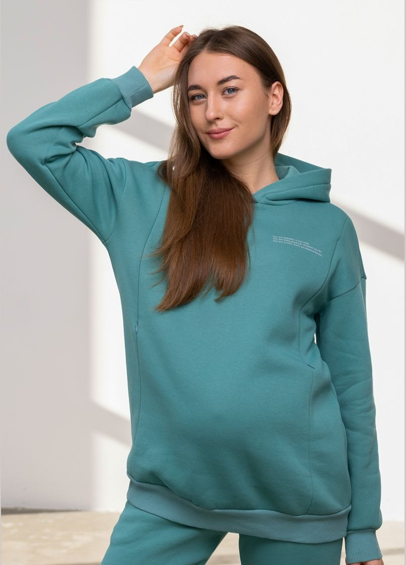 Костюм для беременных и кормящих теплый с начесом зеленый Юла мама (307056459)