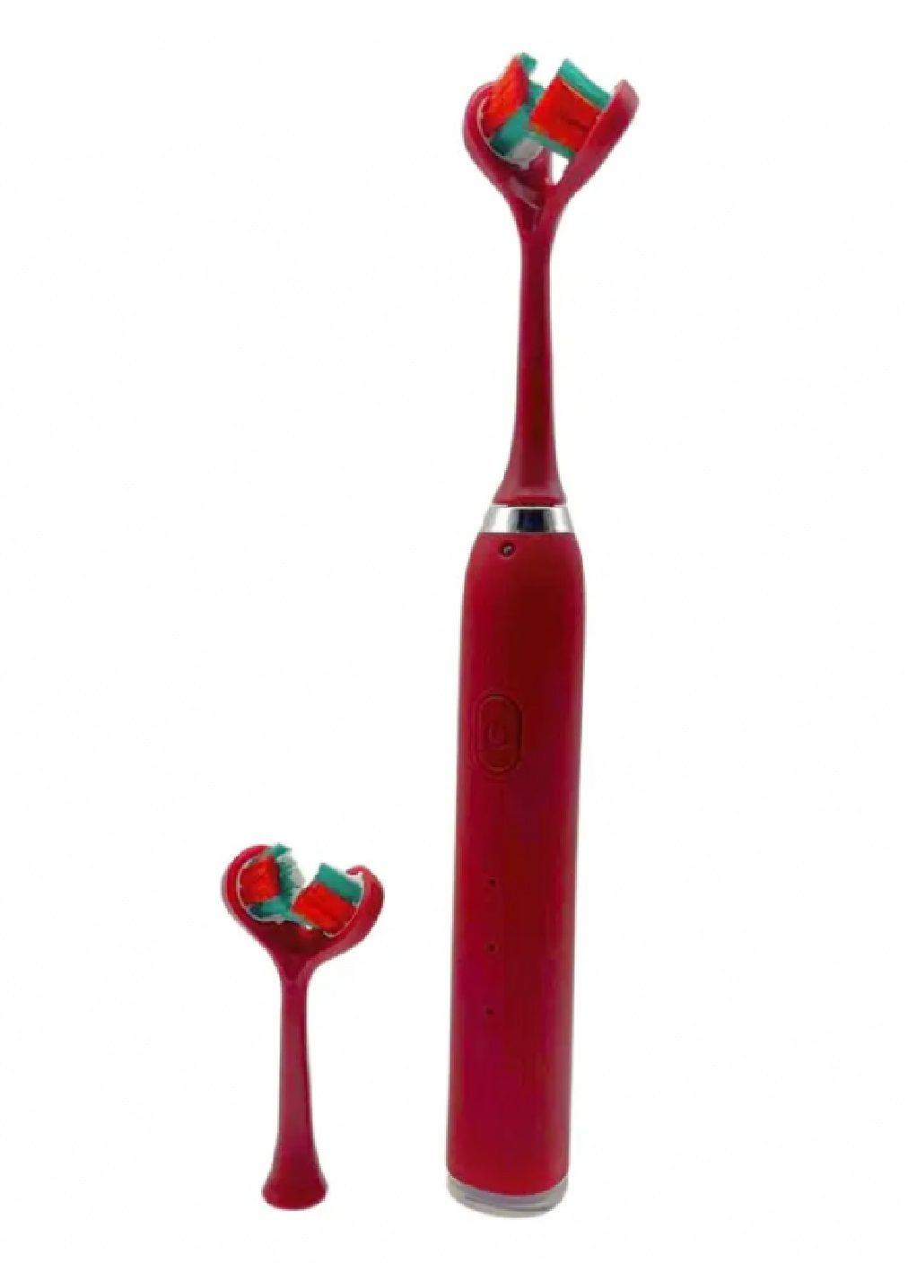 Ультразвукова зубна щітка електрична акумуляторна з подвійною головкою на 3 режими (476320-Prob) Червона Unbranded (278747402)