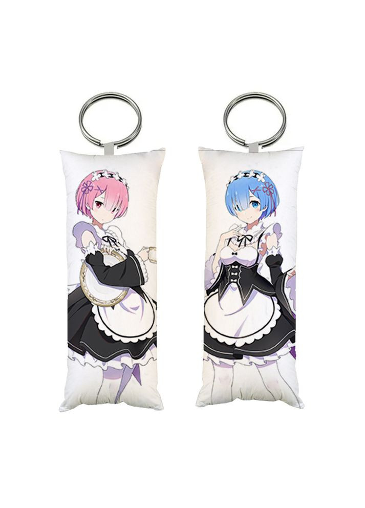 Брелок міні-дакімакура Рам і Рам аніме Життя з нуля в іншому світі двосторонній 4х10 см (br0528) No Brand (327002854)