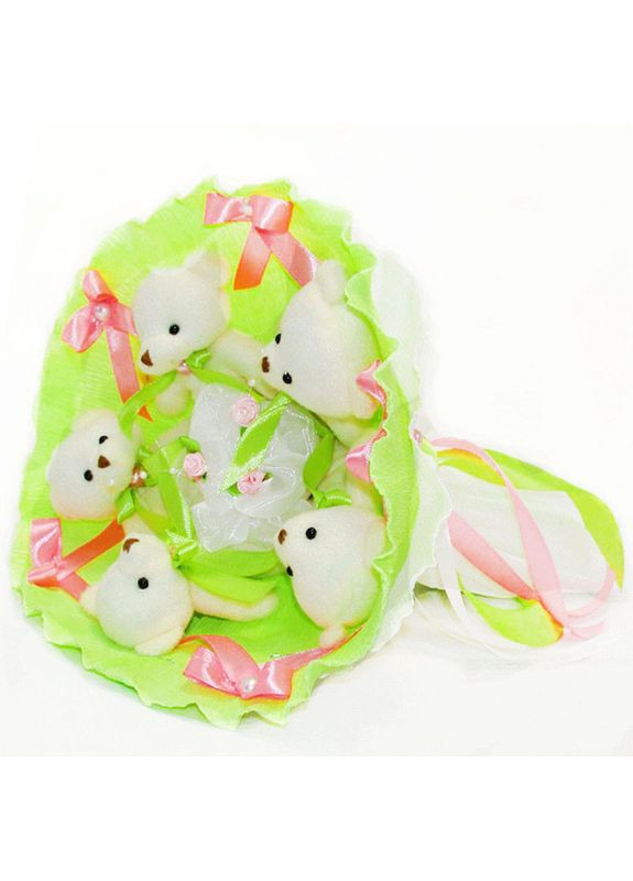 Букет з іграшок Ведмедики лайм із 5 іграшками текстильний подарунок для дівчаток декор для кімнати Igratoria (368755578)