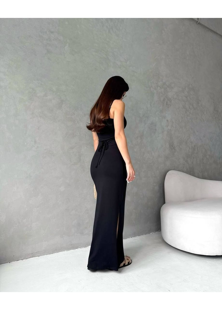 Черное повседневный женское макси платье KaraMix однотонное