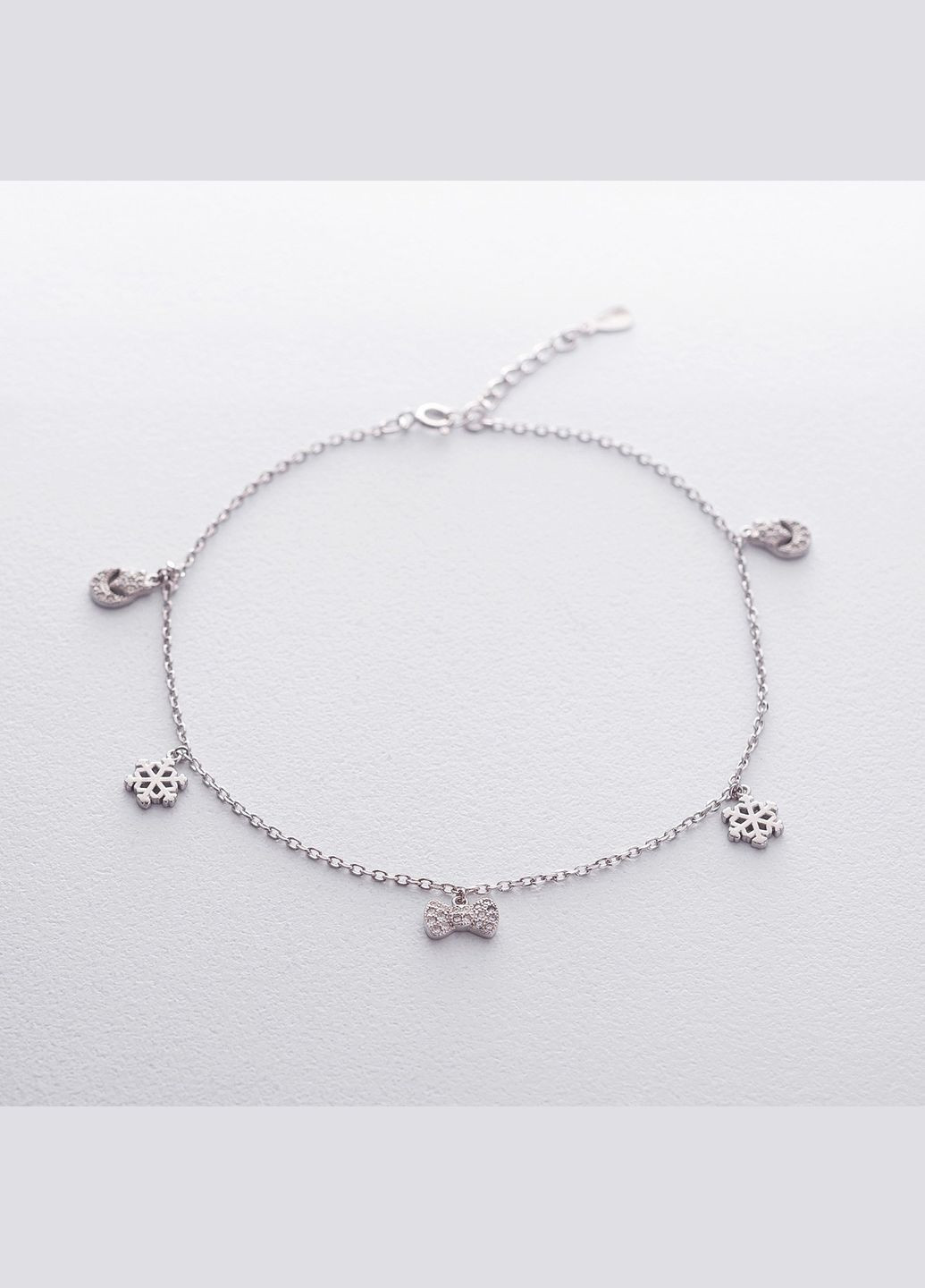 Серебряный браслет на ногу с фианитами 14932 29 29 Oniks (264022538)