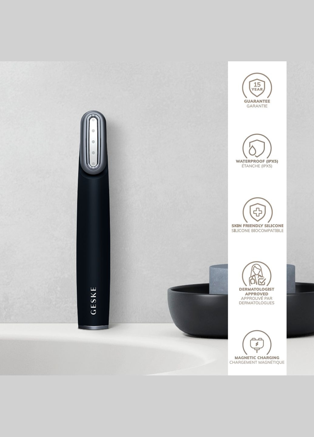 Устройство для укрепления и тонизации кожи лица с поворотной головкой Skin Firming Wand 7в1 black GESKE (341526086)