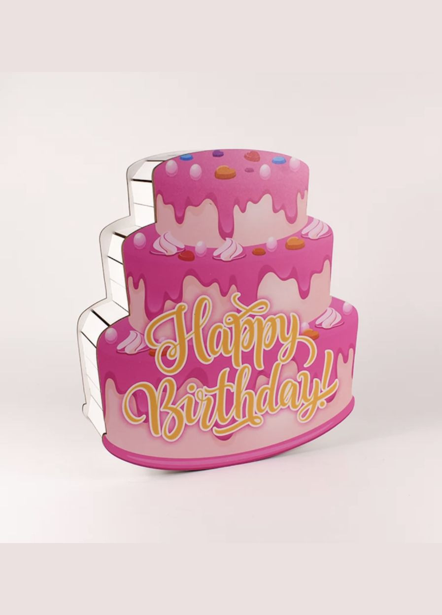 Коробка "Тортик" розовая большая деревянная No Brand (314894628)