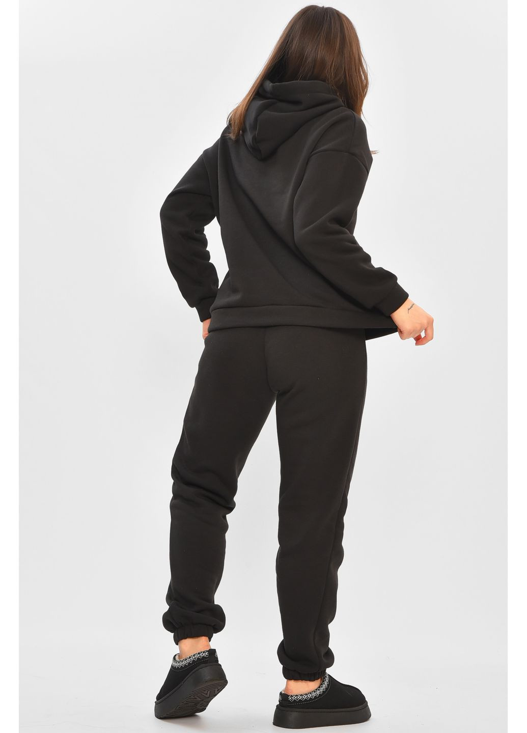 Спортивний костюм жіночий на флісі чорного кольору Let's Shop (355336118)