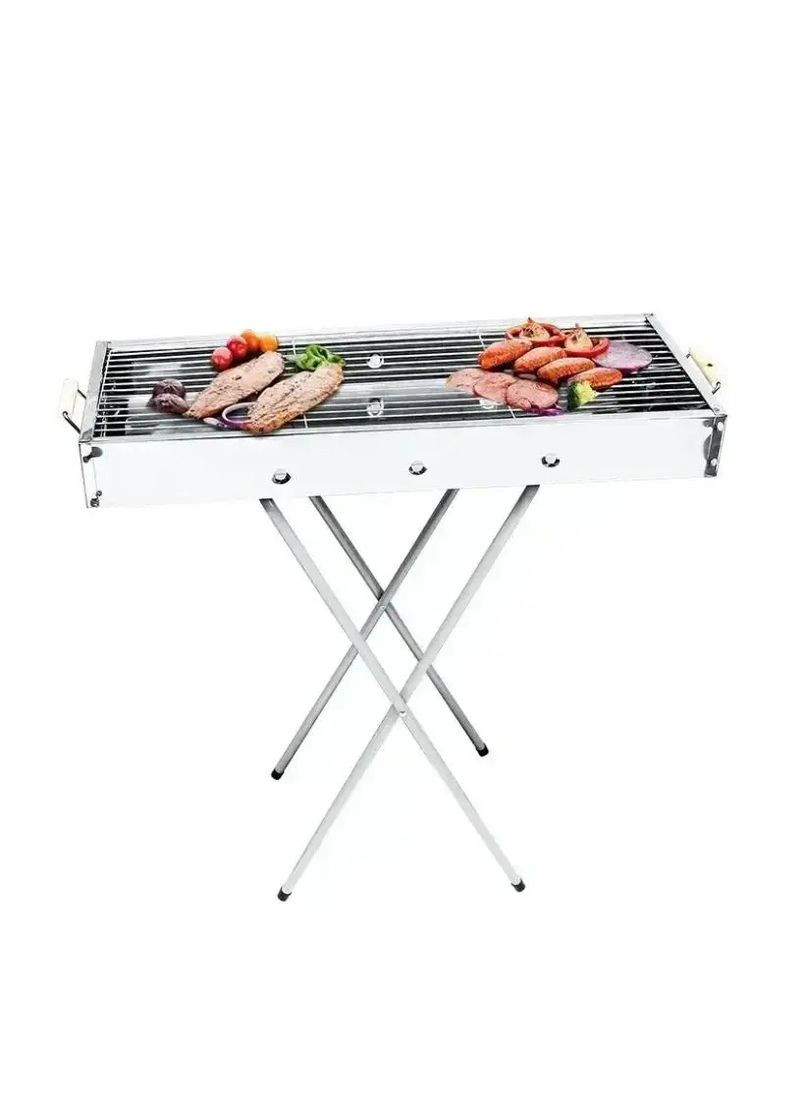 Переносний мангал барбекю гриль BARBECUE TRAY 770SS MD-008 70х30х70 см з решіткою, металевий портативний мангал Domotec (363833282)