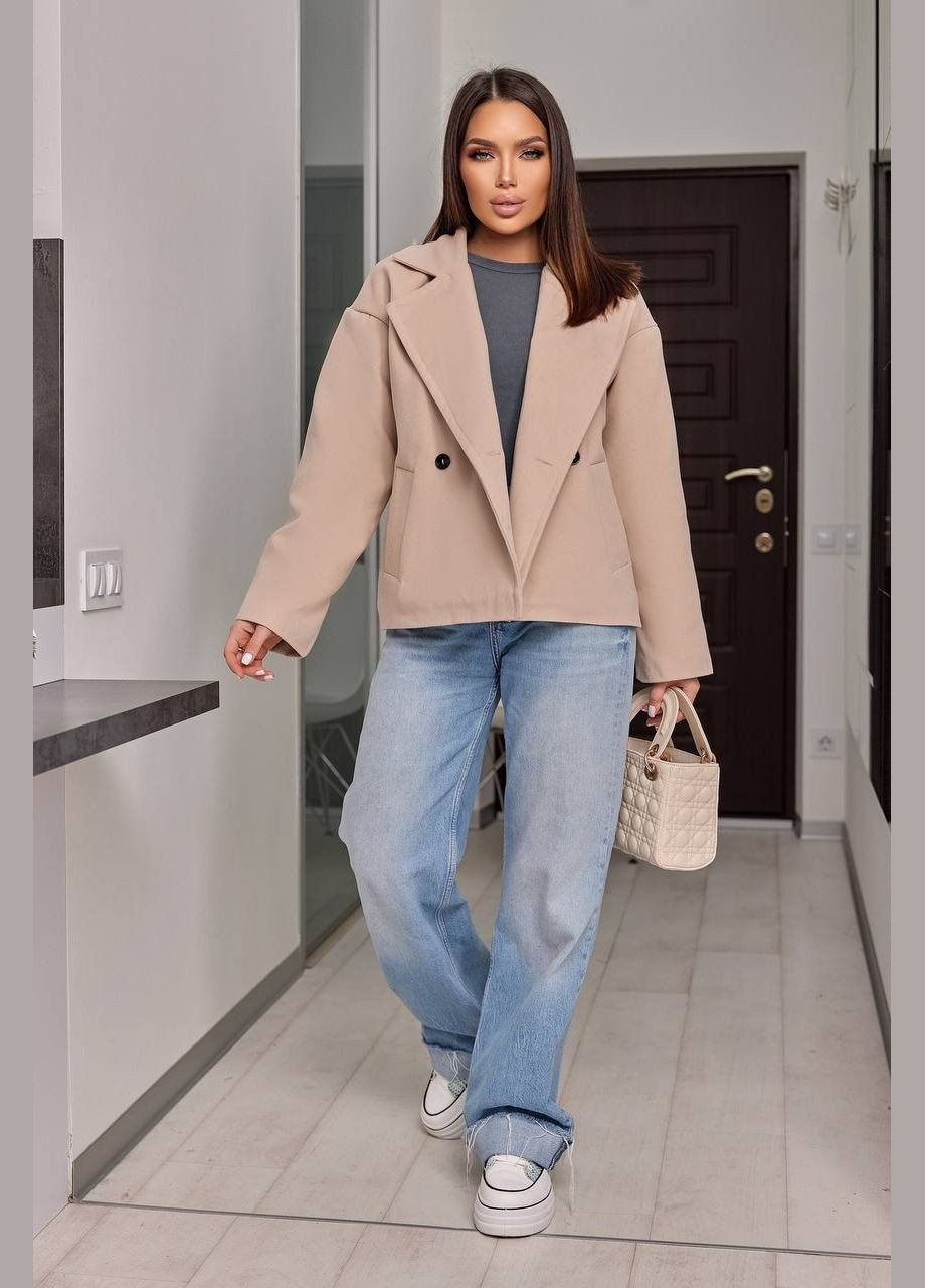 Бежева жіноче пальто з кашеміру колір бежевий р.42/44 450404 New Trend