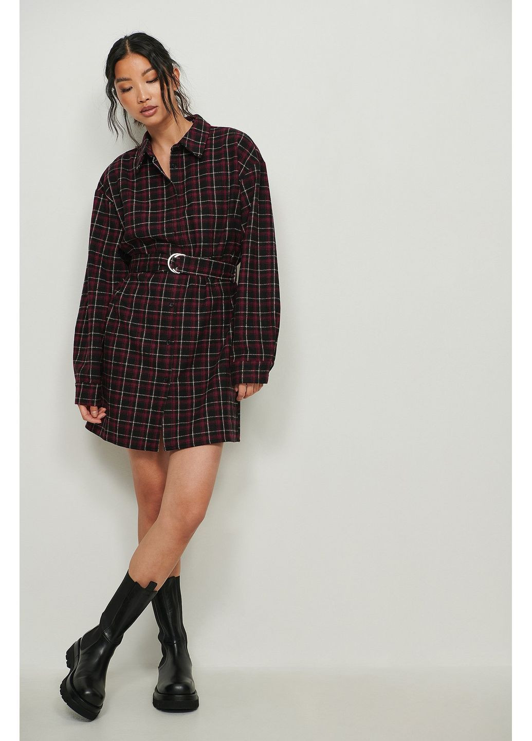 Темно-червона сукня демісезон,темно-червоний чорний, NA-KD