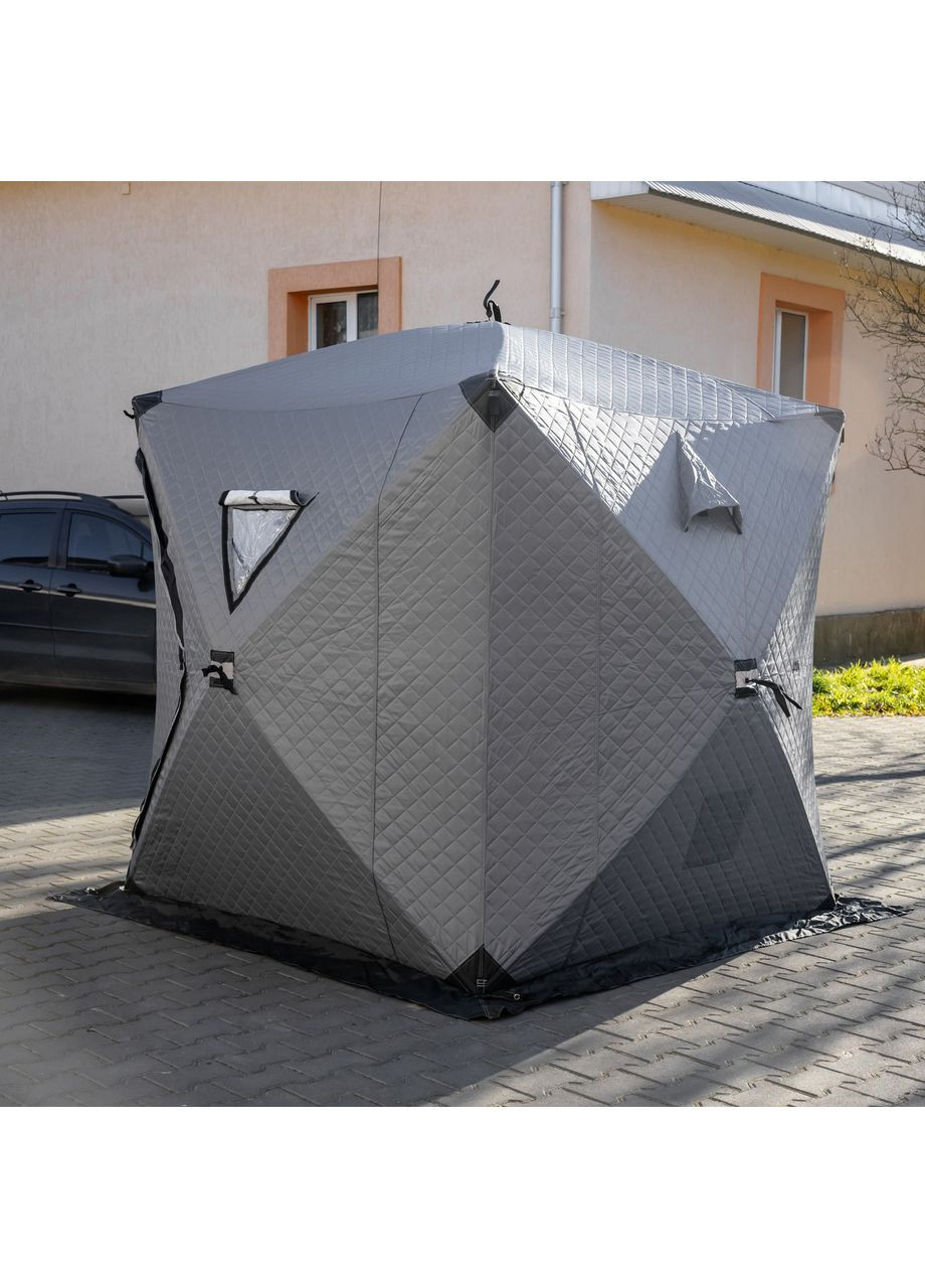 Зимовий намет Куб утеплений 3-х місний для риболовлі та туризму з термоізоляцією сірого кольору ProDobro (370432850)