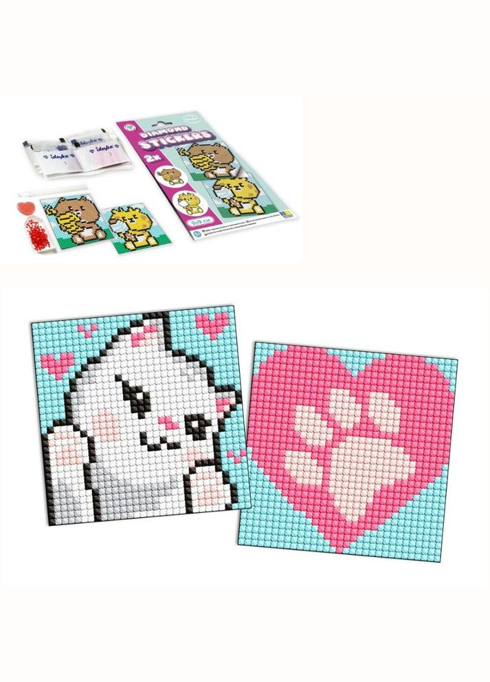 Набор с алмазной мозаикой на самоклеящейся основе для детей "Белые лапки" 9x9см Home (336025644)