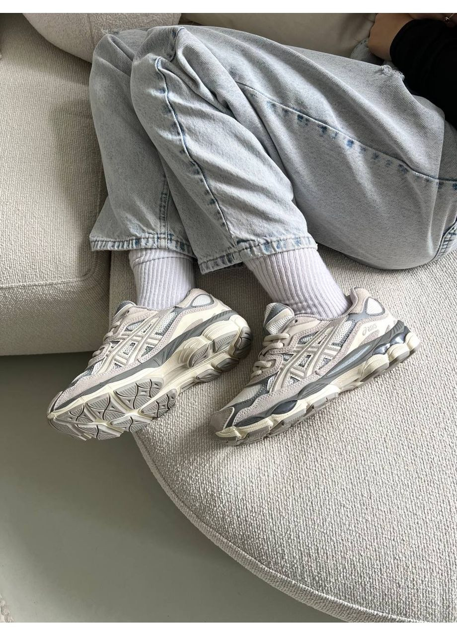 КРОССОВКИ ЖЕНСКИЕ ASICS GEL NYC WHITE GREY АСИКС ГЕЛЬ НЮК No Brand серые демисезоны (367176407)