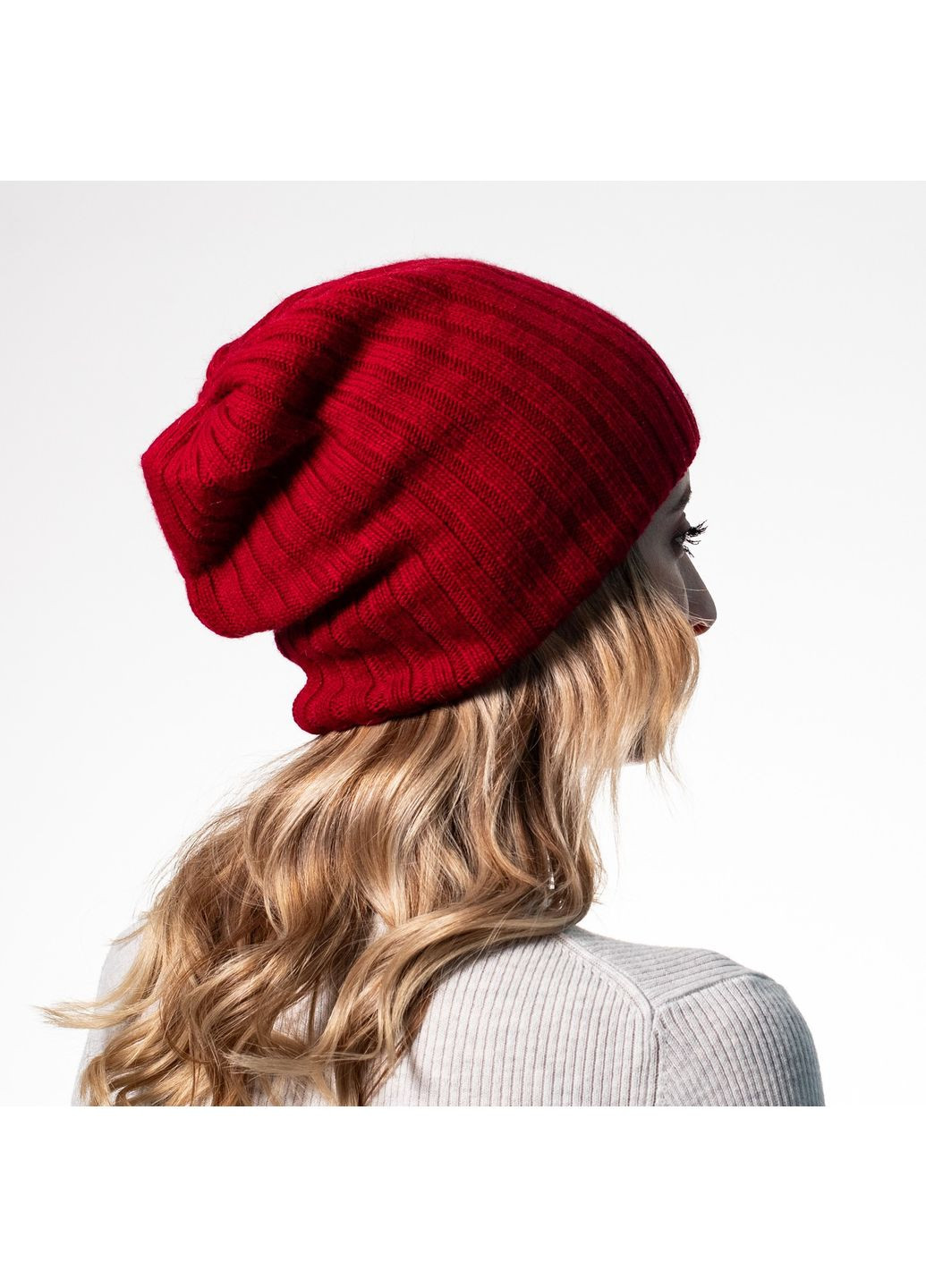 Шапка колпак женская шерсть красная LIORA LuckyLOOK 542-044 (363831354)