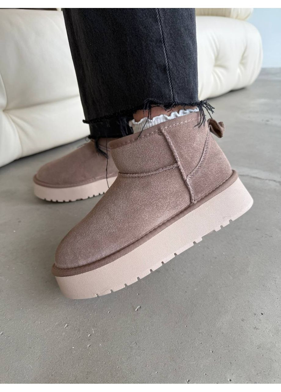 Уги з натуральної замші та хутром без надписів No Brand (362914332)