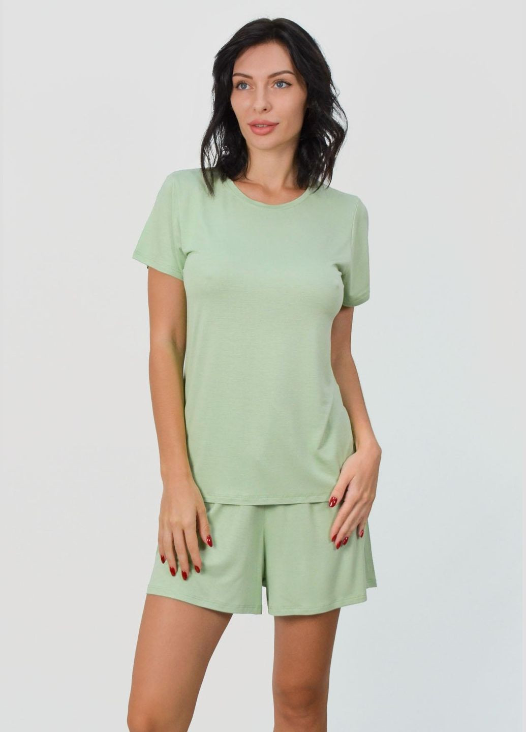 Зелена всесезон піжама жіноча футболка + шорти Roksana