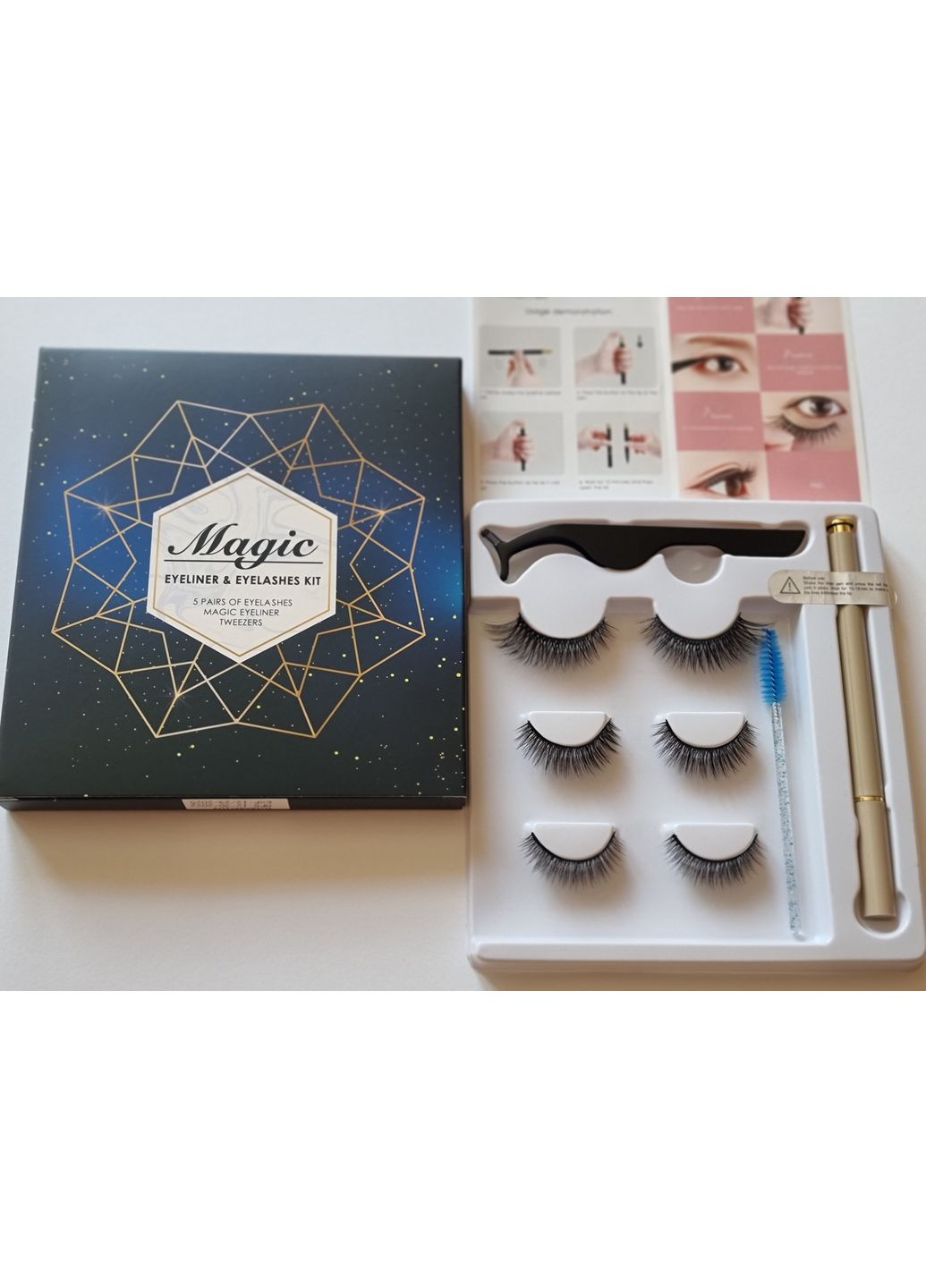 Оригинал многоразовых самоклеящихся ресниц 5 пар с прозрачным маркером подводкой и аппликатором. Magnetic Lashes (366668578)