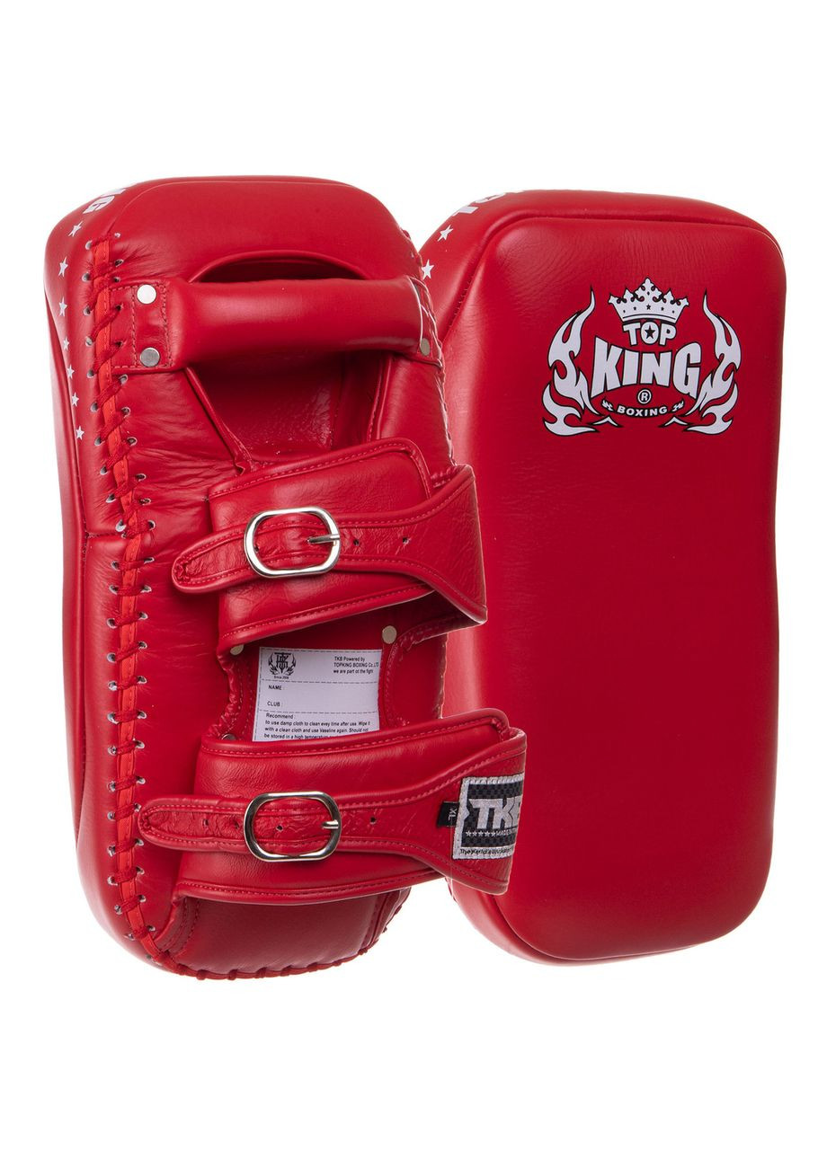 Пади для тайського боксу Тай-педи з натуральної шкіри (2шт) KING Extreme (р-р XL 39x20x11см, на пряжці, Червоний) Top King Boxing (361436270)