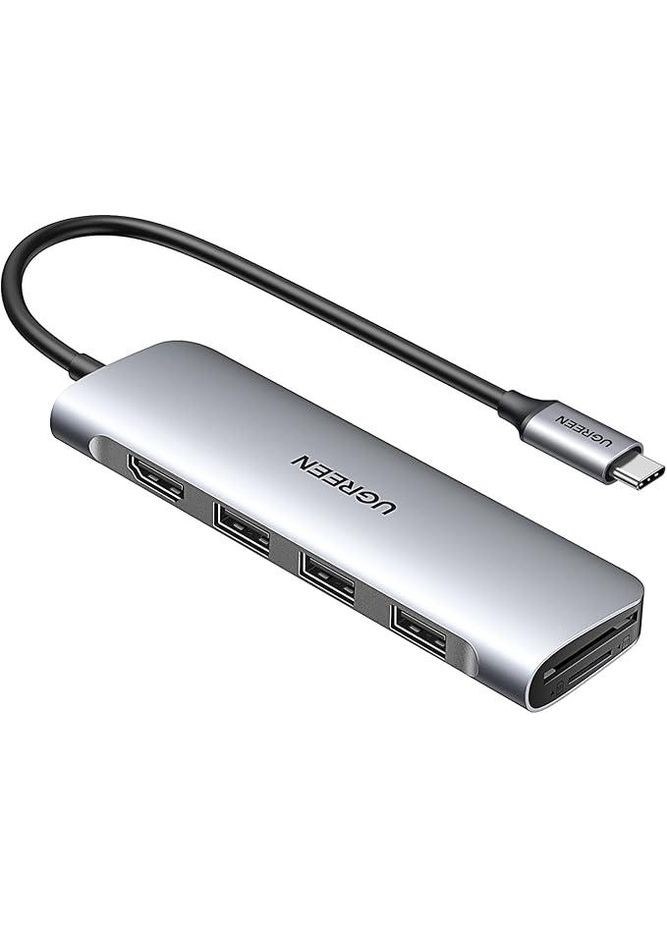 Адаптер хаб док-станция CM195 USB Type-C HDMI 4K 30Hz SD/TF Card USB 3.0x4 (15214) Ugreen (364462144)