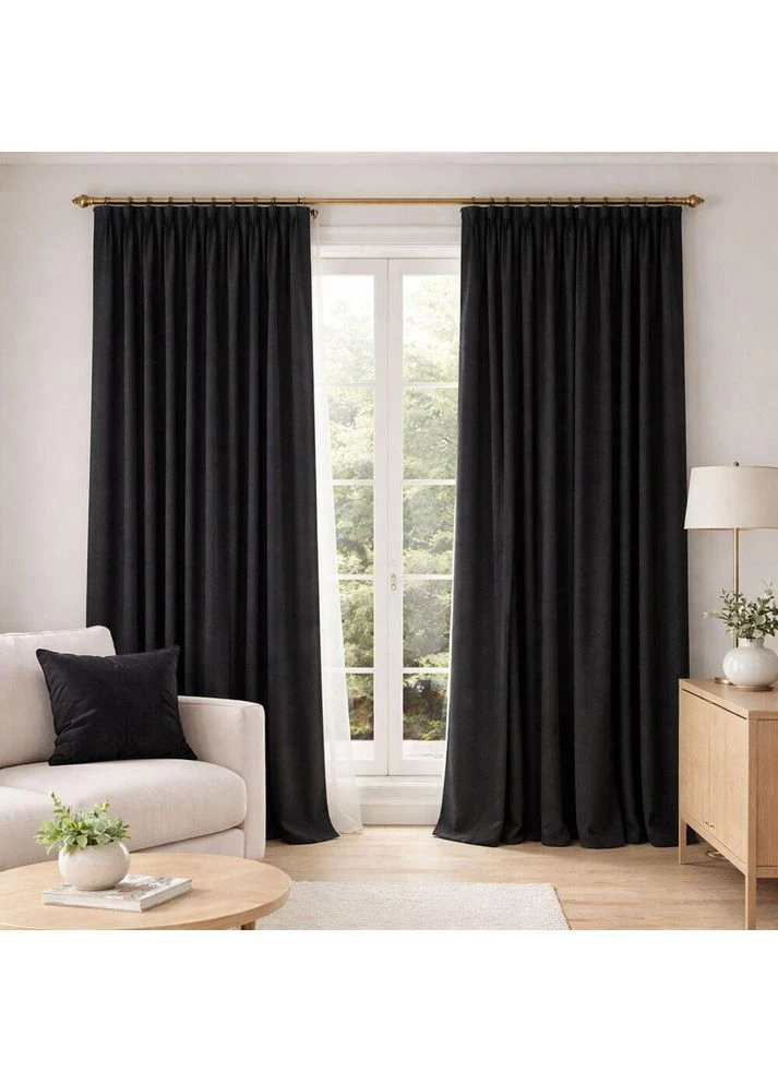 Комплект штор 2 шт 150х260 см, Soft Velvet Lux шторы, гардины, портьеры на штоной тесьме V-32 чорний IDEIA (391254074)