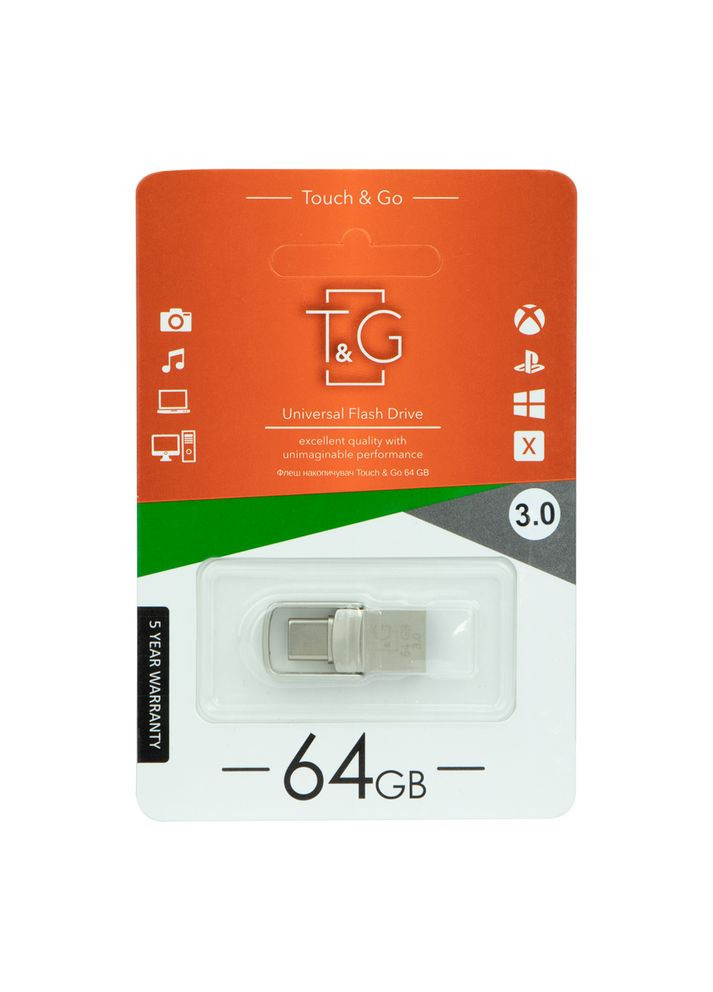 USB OTG флеш-накопичувач -Type C 64GB металева серія 104 Сталевий No Brand (338223798)