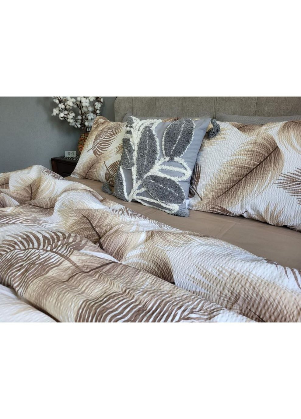 Постельное белье с резинкой Пальмира DUO, ранфорс гофра (жатка) Евро размер, наволочки 50/70 No Brand (364214402)