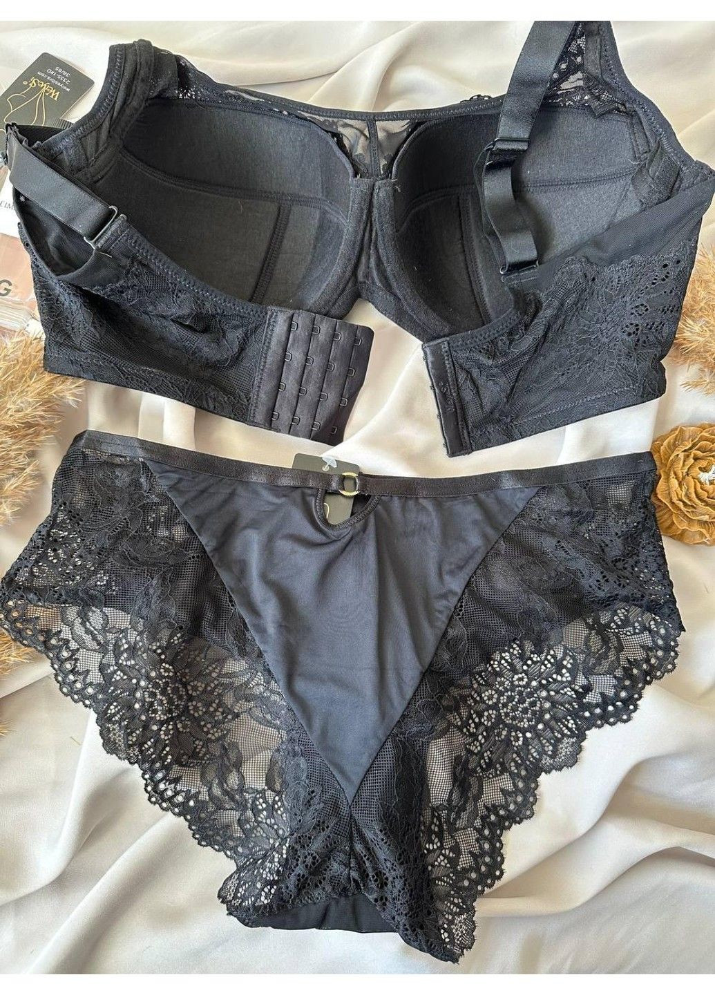 Чорний комплект бюстгальтер + трусики сліпи 2335 чорний Weiyesi