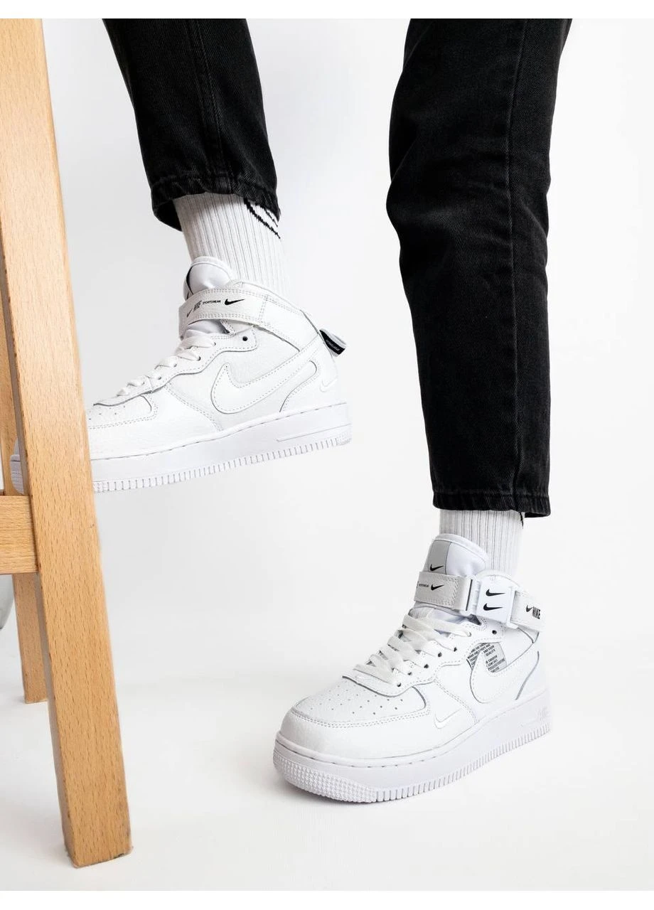 КРОССОВКИ ЖЕНСКИЕ NIKE AIR FORCE 1 HIGH WHITE BLACK НАЙК АИР ФОРС 1 БЕЛЫЕ No Brand белые демисезоны (392006814)