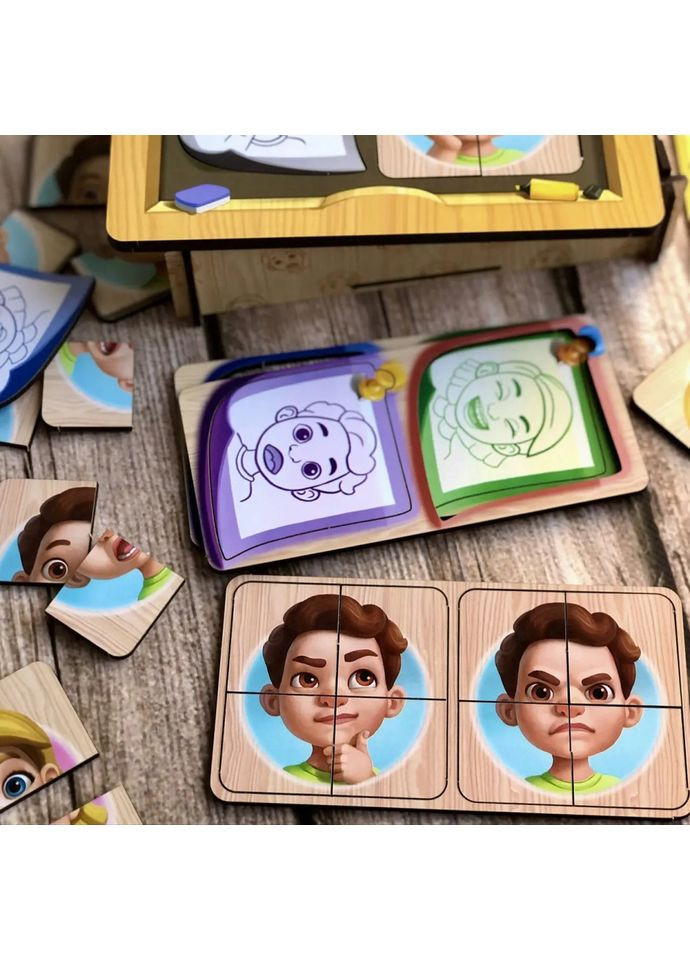 Деревянный пазл сортер "Эмоции", 36 деталей. Ubumblebees (365642049)