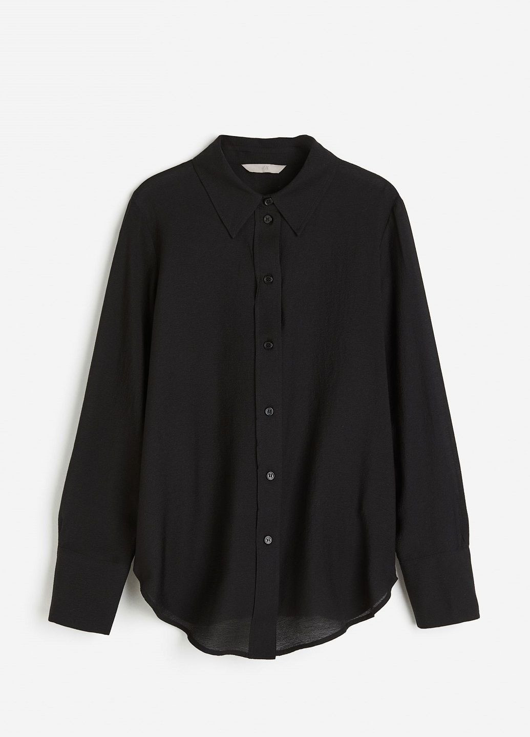 Черная классическая рубашка однотонная H&M