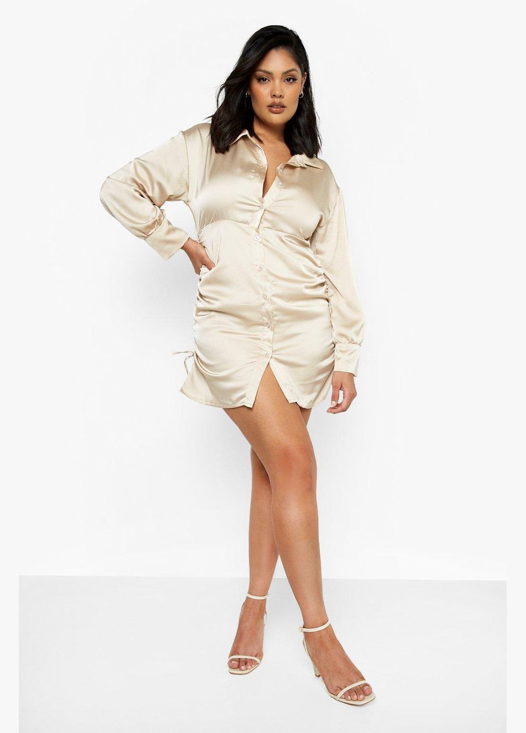 Бежева повсякденний сукня Boohoo однотонна