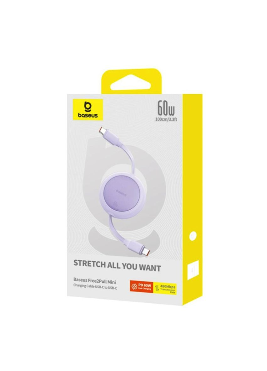 Кабель USB-C to USB-C 60W 1m Baseus Free2Pull Mini Charging Cable (340278267)