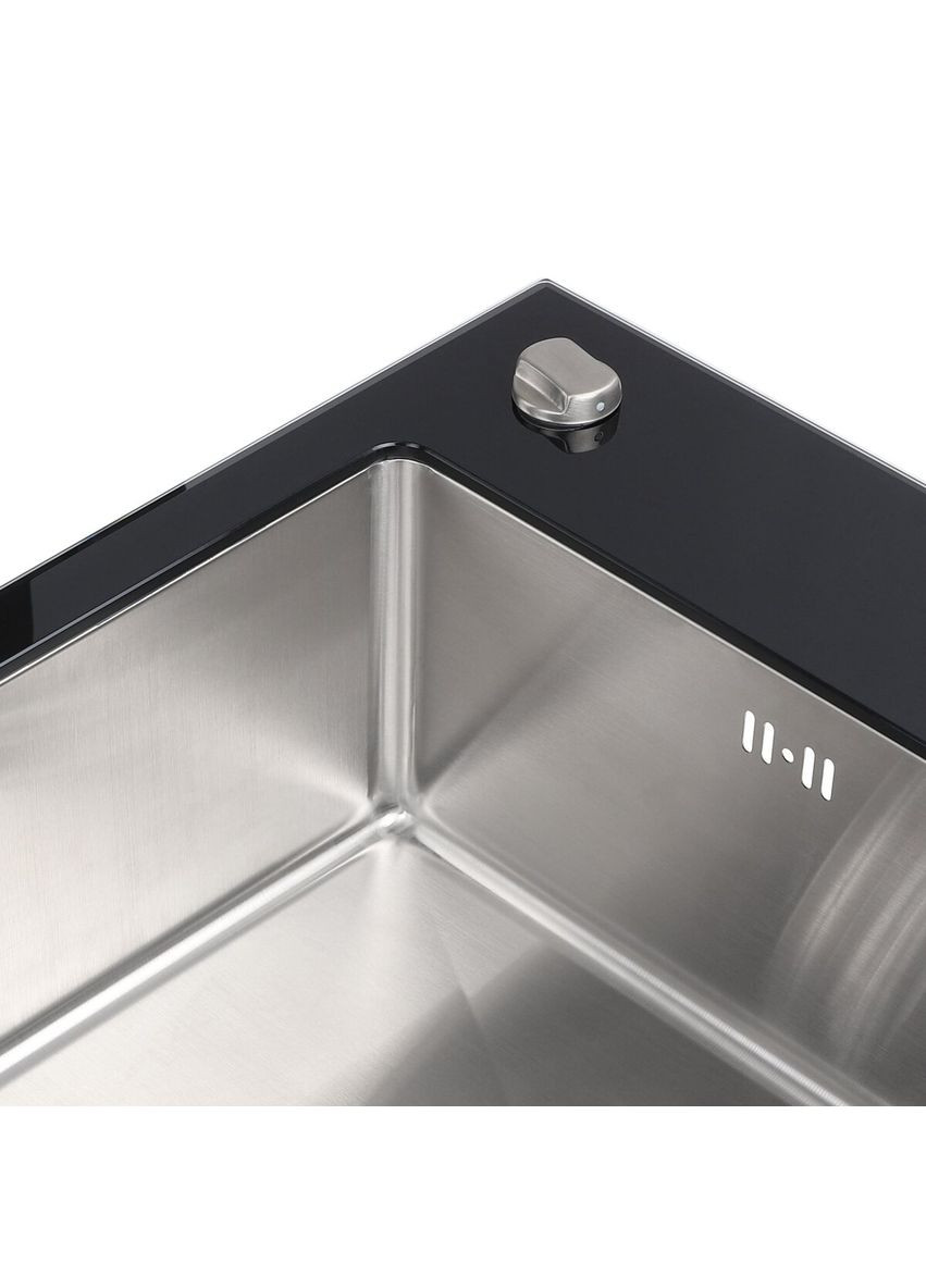 Кухонна мийка Handmade BLACK GLASS 600x510x200 Platinum (336936298)