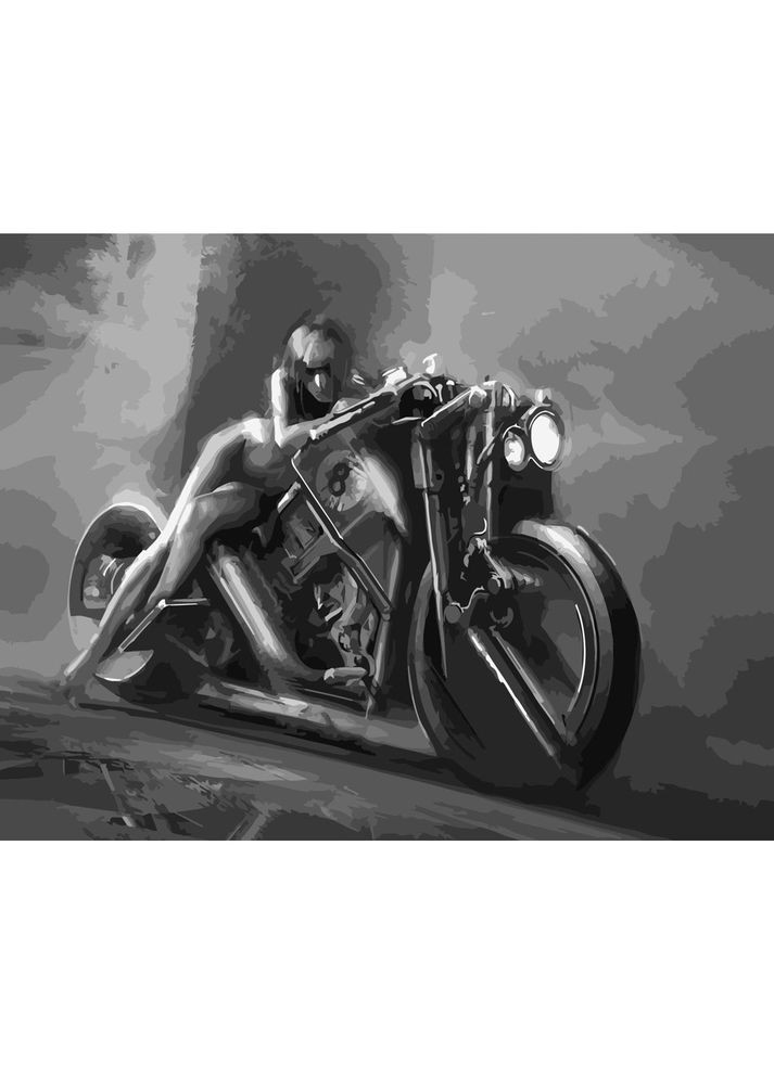 Картина за номерами ПРЕМІУМ Дівчина на байку розміром 40х50 см (DY207) Strateg (362500778)